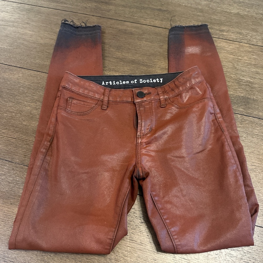 Articles Of Society Women's Rust Ombre Skinny Pants
